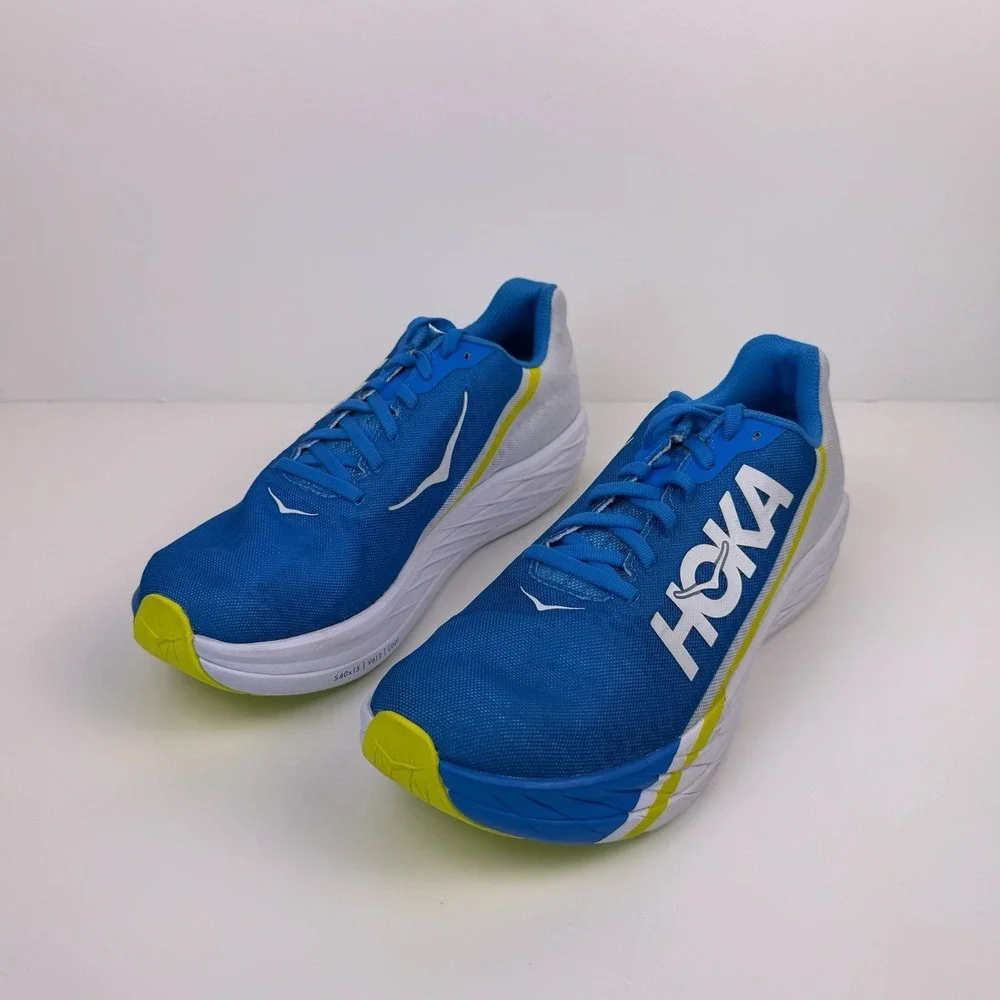 HOKA One One Rocket X Carbon Fiber Men's Size 7.5 White Diva Blue 113532 WDVB